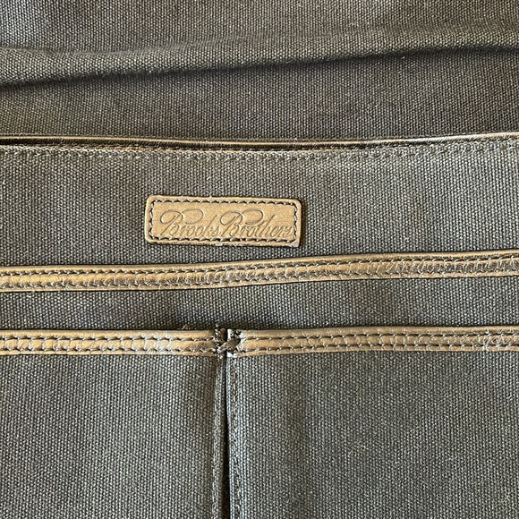 Brooks Brothers Leather/Canvas Messenger Bag Laptop Bag Black - Picture 5 of 17